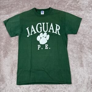 Vintage Green Jaguar P.E. T-shirt Size S Russell Athletic Physical Education
